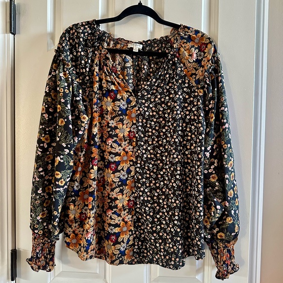 Umgee Floral Patchwork Blouse - M - Picture 2 of 7